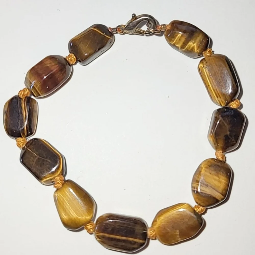 GENUINE TIGER'S EYE BEAD BRACELET - Picture 6 of 6
